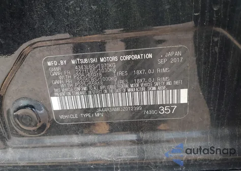 2018 Mitsubishi Outlander Sport 2.4 Se из США, поврежденный, VIN JA4AR3AW8JZ012399